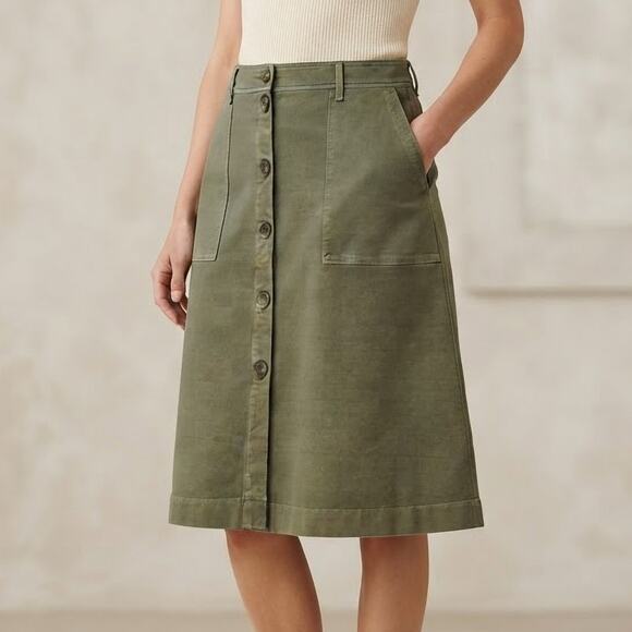 Sonoma Goods for Life Dresses & Skirts - SONOMA Green Button Front Utility Midi Skirt Womens XL Prairie Cottagecore Boho